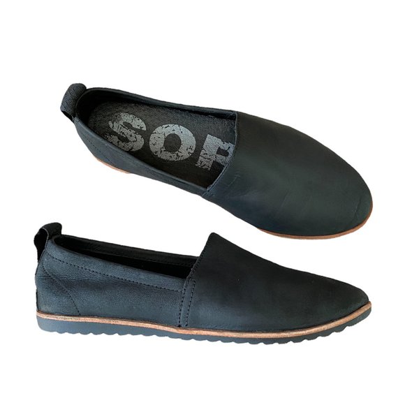 Sorel Shoes Sorel Ella Waterproof Black Nubuck Leather Flats Poshmark